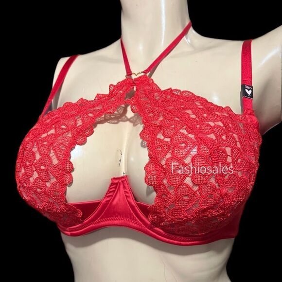 Victorias Secret Dream Angels Sweetheart Lace Ouvert cup Halter bra & panty Set - Picture 10 of 15